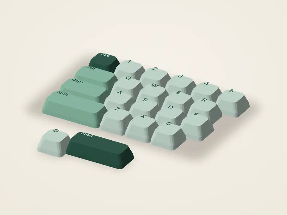 Keycaps Demo XDA, culoarea Mentă – randare 3D