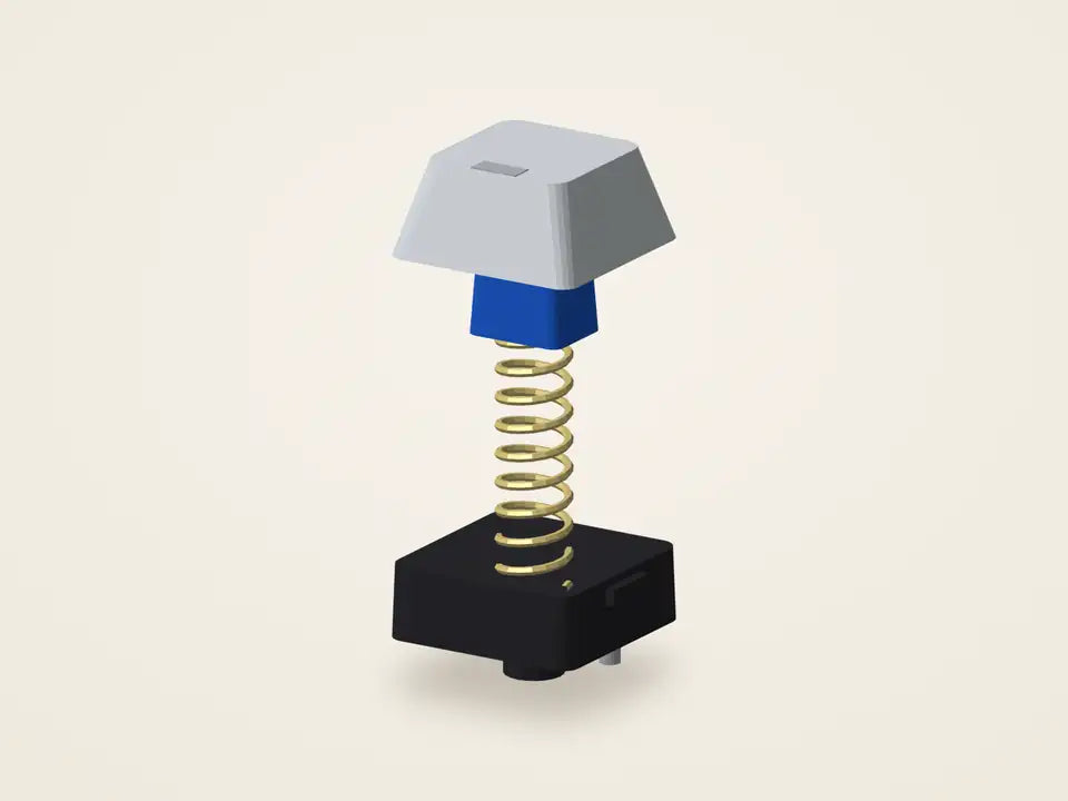 Demo Clicky 60 g desfăcut: carcasă, tijă și arc – randare 3D